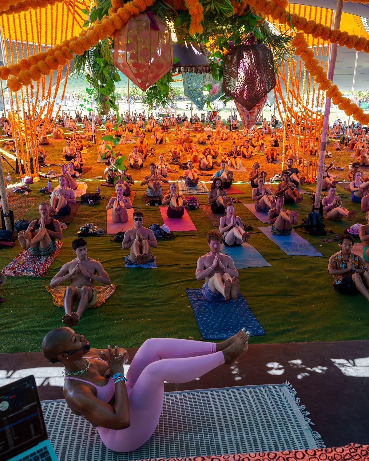 Participants walking along a marked outdoor path